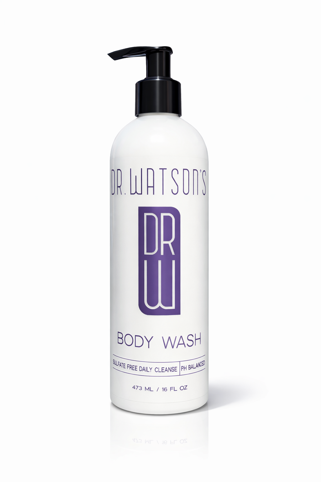 Dr. Watson's invigorating body wash bottle with pump, 16 oz.
