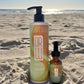 Facial brightening duo: face wash pump bottle and vitamin C serum dropper bottle