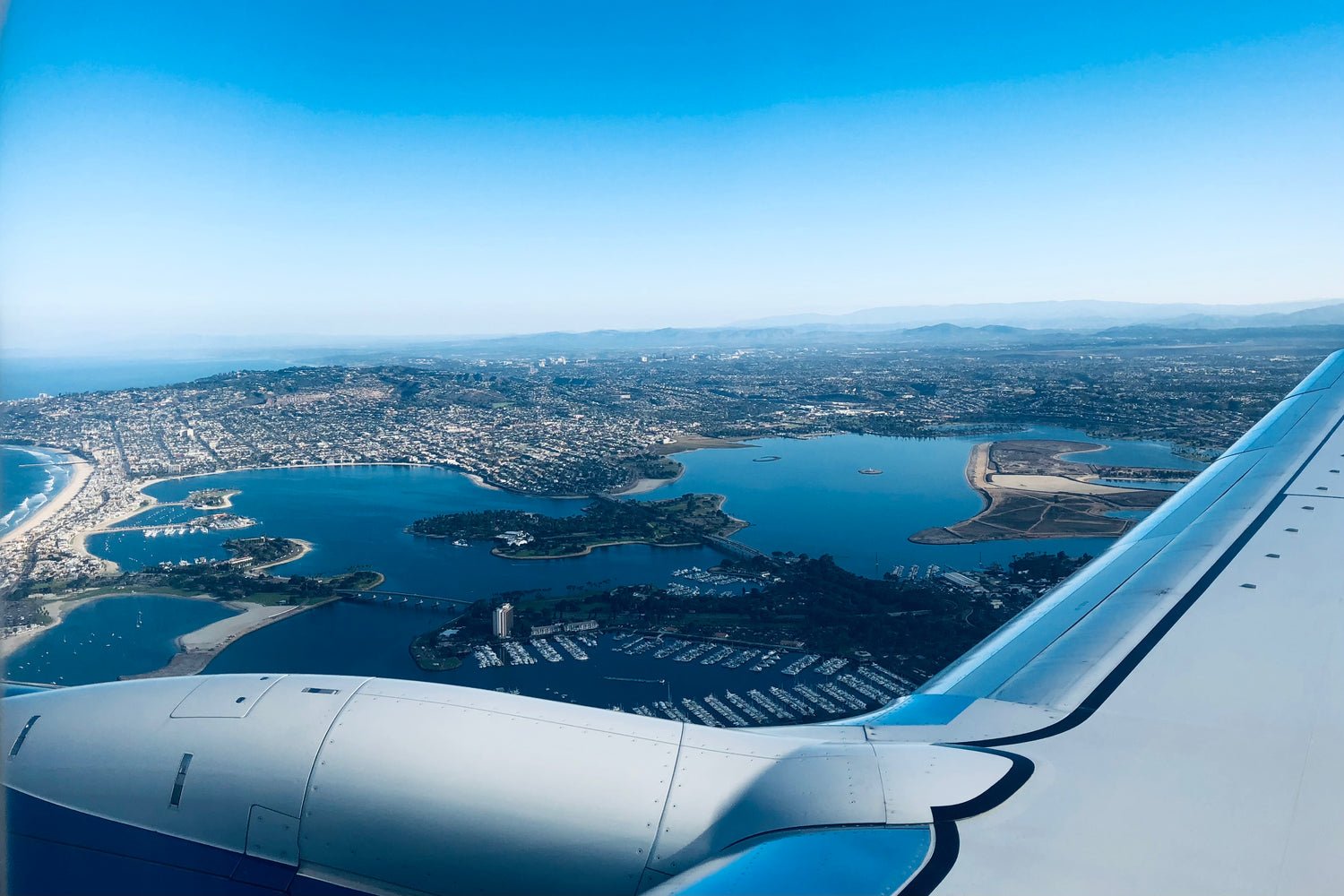 Picture of Mission Bay in San Diego taken from an airplane
