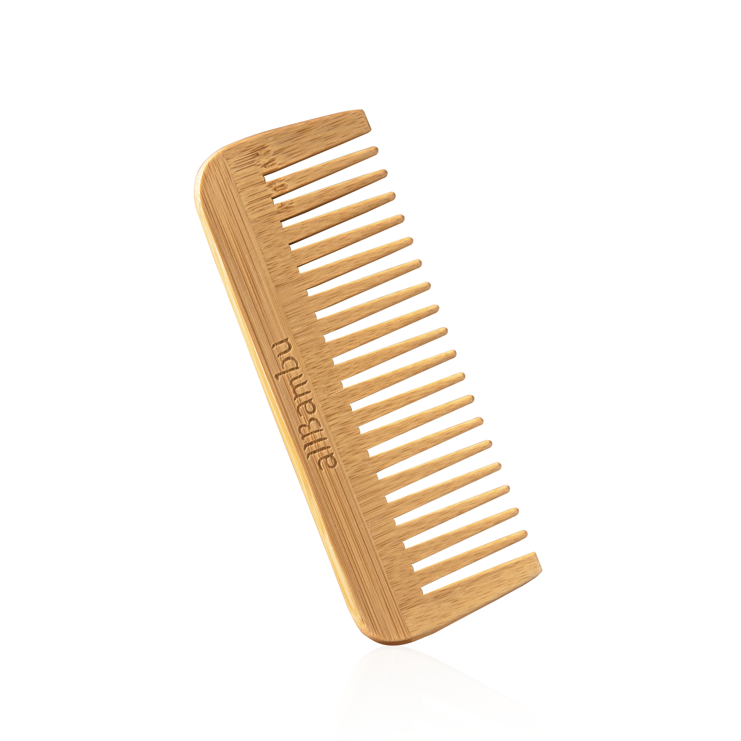Bamboo wide tooth comb with evenly spaced long teeth