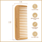 Bamboo wide tooth comb with wide teeth and measurement outline