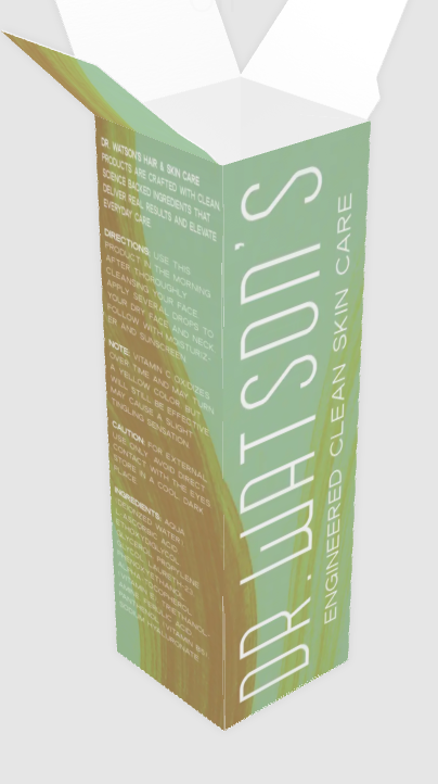 Radiance Boosting serum carton side with green panel and ingredient text