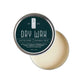 Hair dry wax tin with teal label and silver lid, matte finish