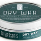 Hair dry wax tin with teal side band and silver rim, matte finish